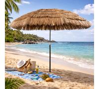 Parasol rond hawaïen parasol de jardin parasol beige Ø1,6 m pliable