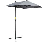 Parasol semi-circulaire 2 x 2 m avec support étanche pour jardin terrasse balcon, 100% polyester gris foncé