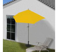 Parasol Semi-Circulaire Parla, Demi-Parasol Balcon, Uv 50+ Polyester/Alu 3kg 270cm Jaune Avec Support Jaune