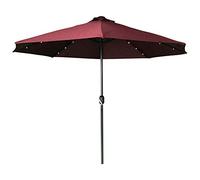 Parasol solaire à manivelle en aluminium de 2,4 m avec lumières LED - Imperméable et protection UV - Parasol d'extérieur pour plage, piscine, terrasse - Facile à ouvrir - Pare-soleil à 8 baleines