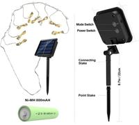 Parasol solaire avec télécommande 104 LED 8 modes Fairy Lights Parapluie lumineux pour terrasses extérieures et intérieures Décoratif