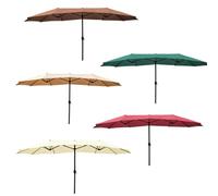 Parasol Solaire, Parasol De Terrasse Éclairé, 12 Nervures en Fibre De Verre, Installation Facile, sans Base, Manivelle, 1 Pièce, Poteau en Acier, for Pelouse(Khaki)
