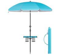 Parasol - SONGMICS - UPF 50+ - Hauteur Réglable - Inclinaison 30° - Tablette et Crochets - Bleu