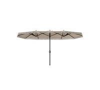 Outsunny Parasol de jardin exterieur parasol double rectangulaire 4,5 x 2,65 x 2,6 m avec ouverture fermeture manivelle et franges, toile 180 g/m², parasol pour balcon, piscine, terrasse, crème