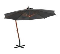 Parasol suspendu avec mât 3,5 x 2,9 m bois de sapin anthracite Helloshop26 02_0
