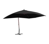 Parasol Suspendu avec Mât en Bois Pare-soleil Abri de Soleil Patio Noir vidaXL