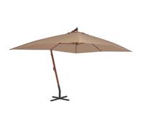 vidaXL Parasol en porte-à-faux avec mât en bois 400x300 cm Taupe