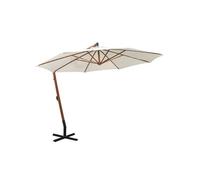 Vidaxl Parasol 350 Cm Poteau De Bois Blanc Blanc
