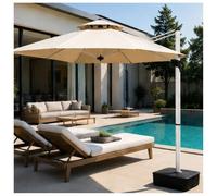 Parasol Suspendu Déporté 3 m, Carré avec Base pour Terrasse et Jardin