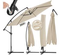 Parasol - TECTAKE - Ombrelle CICCIO avec angle d'inclinaison réglable 350 cm de diamètre et housse de protection incluse - Beige