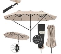 Parasol - TECTAKE - Ombrelle SILIA en aluminium réglable en hauteur 460 x 270 cm avec protection UV - Beige