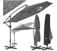 parasol - TECTAKE - parasol à pied ARTE MIS, pivotant à 360°, bâche polyester hydrofuge, acier thermolaqué, 350 x 350 cm - Gris