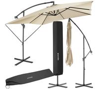 tectake® Parasol de Jardin Exterieur Parasol déporté à manivelle 2,5x2,5m, Inclinable, Protection UV 50+ Résistant au vent, Housse de protection incluse, Salon de jardin