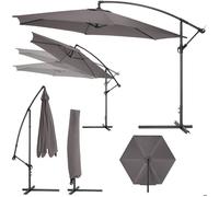Parasol 350 cm avec housse de protection - gris