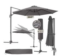 PARASOL - TECTAKE - Parasol DARIA 6 niveaux d'inclinaison réglables Ø 300 cm Protection UV 50+ Housse de protection incluse - Gris