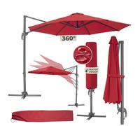 PARASOL - TECTAKE - Parasol DARIA 6 niveaux d'inclinaison réglables Ø 300 cm Housse de protection incluse - Rouge Bordeaux