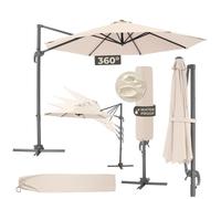 PARASOL - TECTAKE - Parasol DARIA 6 niveaux d'inclinaison réglables Ø 300 cm Protection UV 50+ Housse de protection incluse - Beige