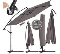 Parasol - TECTAKE - parasol déporté, parasol 350 cm avec housse, protection uv, orientable, manivelle, métal, 350 cm diamètre - gris