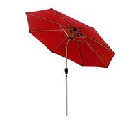 Parasol Umbrella Outdoor Patio Umbrellas with Push Button Tilt and Crank, 9' Aluminum Parasol for Backyard Lawn Poolside, Easy to Operate (Color : WineRed)