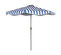 Parasol Umbrella Outdoor Striped Market Table Umbrella, 9ft Garden Parasol Umbrellas with 8 Sturdy Iron Ribs, Sun Shade for Patio Yard Beach Dock (Color : Blue+White)