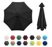 Parasol Umbrella Replacement Cover 6/8 Arms Garden Canopy Beige(Black,6 Ribs 2.7 M/8.9ft)