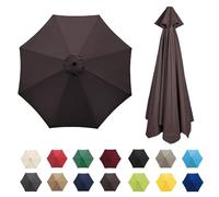 Parasol Umbrella Replacement Cover 6/8 Arms Garden Canopy Beige(Brown,6 Ribs 2.7 M/8.9ft)