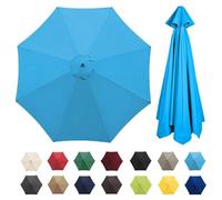Parasol Umbrella Replacement Cover 6/8 Arms Garden Canopy Beige(Lake Blue,6 Ribs 3.0M/9.9ft)