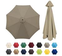 Parasol Umbrella Replacement Cover 6/8 Arms Garden Canopy Beige(Top Color,6 Ribs 2.7 M/8.9ft)