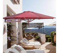 Parasol Umbrella WineRed Wall Hanging Patio Umbrella, Large Protective Cover Weather-Resistant with 8 Sturdy Ribs, for Garden Pool Patio