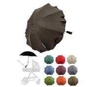 Parasol universel pour poussette et buggy - Protection UV 50+ - Avec support universel pour tubes ronds et ovales réglables, Marron foncé chiné, veux dire