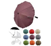 Parasol universel pour poussette et buggy - Protection UV 50+ - Avec support universel pour tubes ronds et ovales réglables, Bordeaux chiné, veux dire