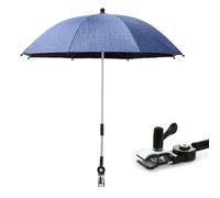 Parasol universel pour poussette - Protection UV 50+ - Protection solaire - Parapluie pour poussette avec pince universelle réglable - 75 cm de diamètre - Pour tubes ronds et ovales - Bleu