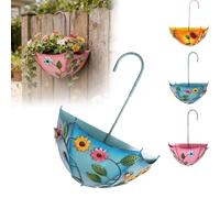 Parasol vintage en forme de parapluie pour plantes d'extérieur, pot antirouille sans perçage, pour cour, terrasse, balcon - Art en fer métallique avec trous de drainage, pot antirouille sans perçage