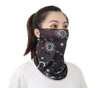 Parasol Visage Visage Couvert Résistant au Soleil Masque de Visage Grille pour Extérieur Unisexe Résistant au Soleil Polyester Respirant, Sun Moon Stars, taille unique