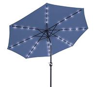 Parasols 2.5M Crank Solar Light Umbrella Market Patio Outdoor LED Umbrellas Self Charging LED Garden Umbrella (Color : Blue)