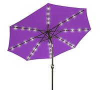 Parasols 2.5M Crank Solar Light Umbrella Market Patio Outdoor LED Umbrellas Self Charging LED Garden Umbrella (Color : Purple)