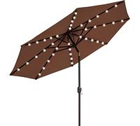 Parasols 2.5M Crank Solar Light Umbrella Market Patio Outdoor LED Umbrellas Self Charging LED Garden Umbrella (Color : Coffee Color)