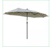 Parasols & Abris - Outsunny Parasol Double Oval 4,5m : 48 LED Solaires, Résistant Vent & Pluie - Noir