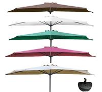 Parasols De Marché avec Manivelle, Parasol De Patio Demi-Rond, Livré avec Une Base, for L'extérieur, Le Jardin, La Terrasse Et Le Balcon(White)