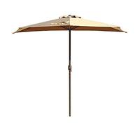 Parasols Khaki Patio Balcony Half Umbrella Semi-Circular with Crank, Sun Shade Semi Round Circular for Outdoor Garden Small Terrace, 2.7m(9ft) (Color : Khaki, Size : 9ft/270cm)
