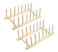 Parastar Lot de 2 supports d'assiettes en bois, porte-assiettes, porte-couvercles de casseroles, support de couvercle, tiroir, égouttoir en bois, support de planche à découper, organisateur pour