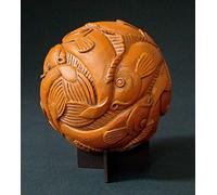 Parastone Escher Figurine sphère avec poisson en bois de hêtre Marron avec poisson peint