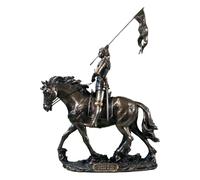 Parastone Jeanne d'Arc zu Pferd Figurine 28 cm - Courage et héroïsme en pierre artificielle, aspect bronze - Figurine décorative détaillée pour salon, bureau et collectionneurs