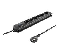 Qoltec Bloc multiprise 50111 avec parasurtenseur, 6 prises, noir