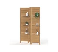 Paravent 3 panneaux - Lattes persiennes - 3 étagères - Bois - 120x1.5x170 cm