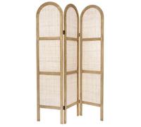 Paravent 3 pans effet cannage,cloison de séparation en bois de paulownia-rotin - Longueur 120 x Profondeur 1.7 x Hauteur 170 cm
