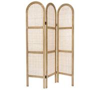 Paravent 3 pans effet cannage,cloison de separation en bois de paulownia/rotin - Longueur 120 x Profondeur 1.7 x Hauteur 170 cm --