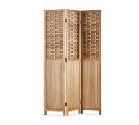 Paravent 3 pans en bois rotin marron