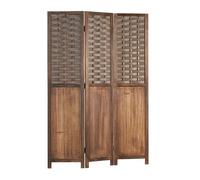 Homestyle4u 2000 - Paravent en bois marron - 3 pièces - Aspect rotin - Brise-vue