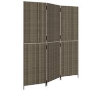Paravent 3 pièces gris en poly rotin avec cadre en acier revêtu par pulvérisation 147 x 180 cm, pliable et autonome comme séparateur de pièce, brise-vue pour salon, chambre à coucher, bureau, jardin
